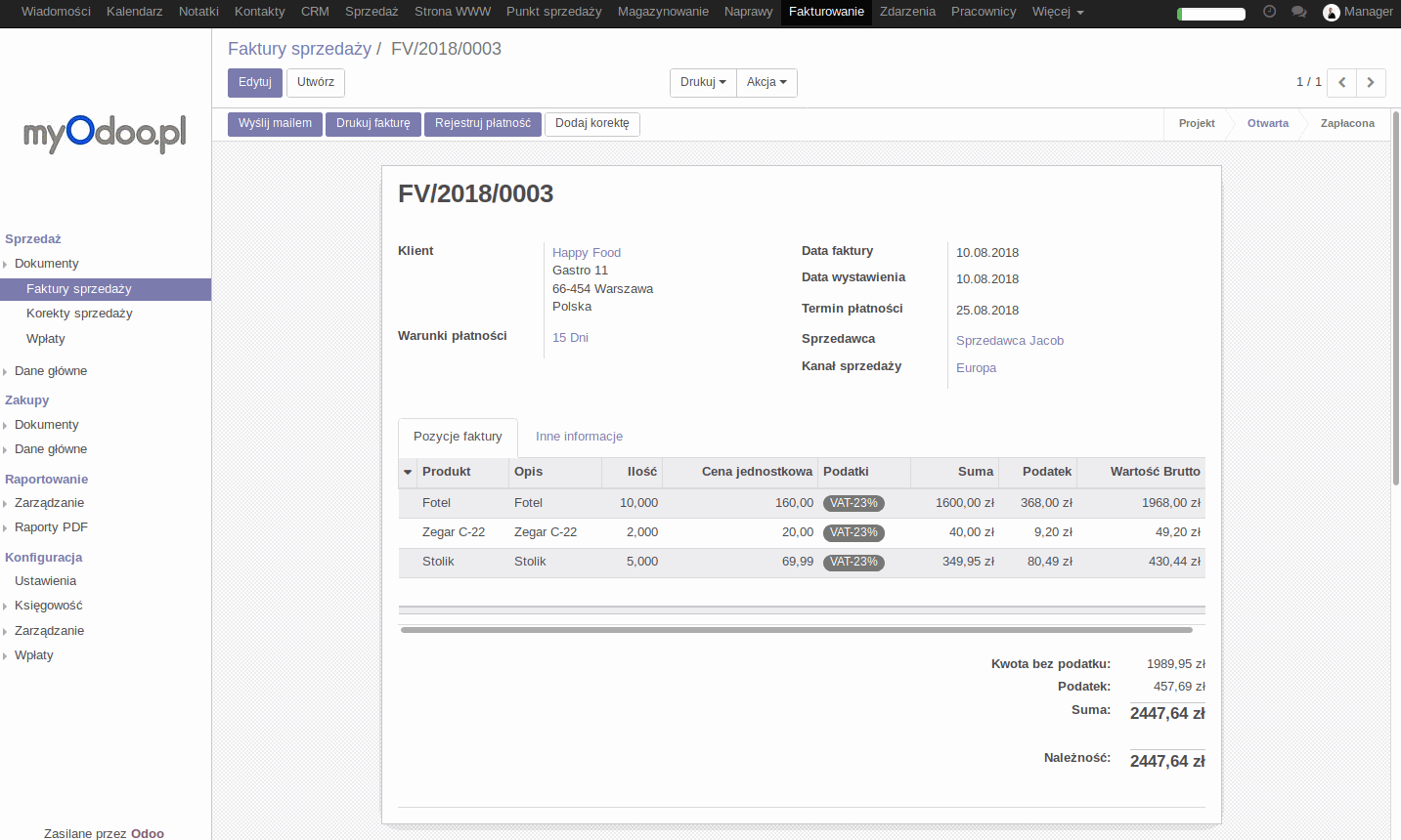 Odoo blok zdjęcia i tekstu